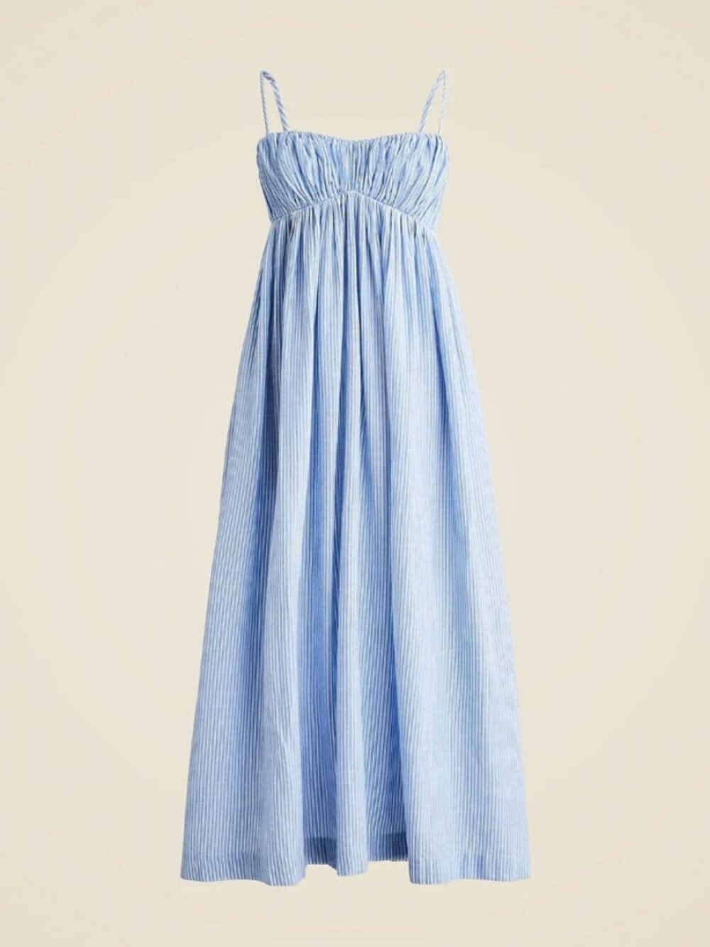 J.Crew Airy Gauze Empire-Waist Midi Dress Blue Stripe XS
